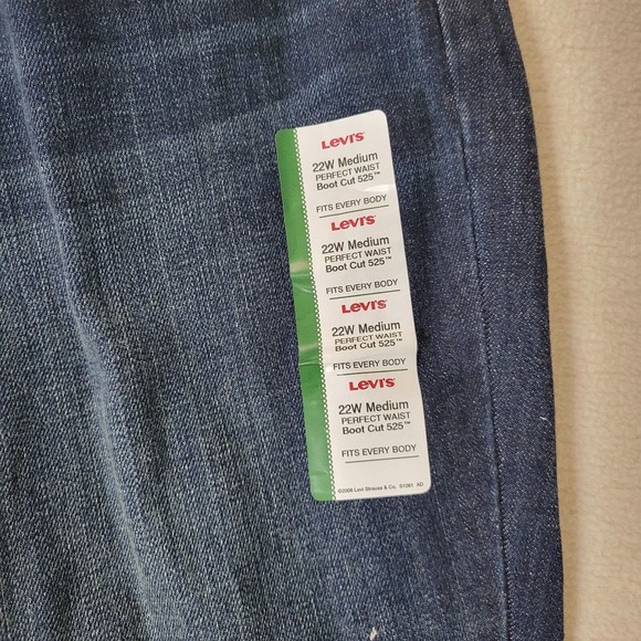 Levis Jeans Perfect Waist 525 Bootcut Womens Sz 22 M Flap Pockets Dark Wash New - Picture 14 of 16
